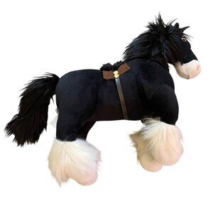 Disney Store Black Plush Horse With White Mane & Tail 20" Stuffed Animal Toy For